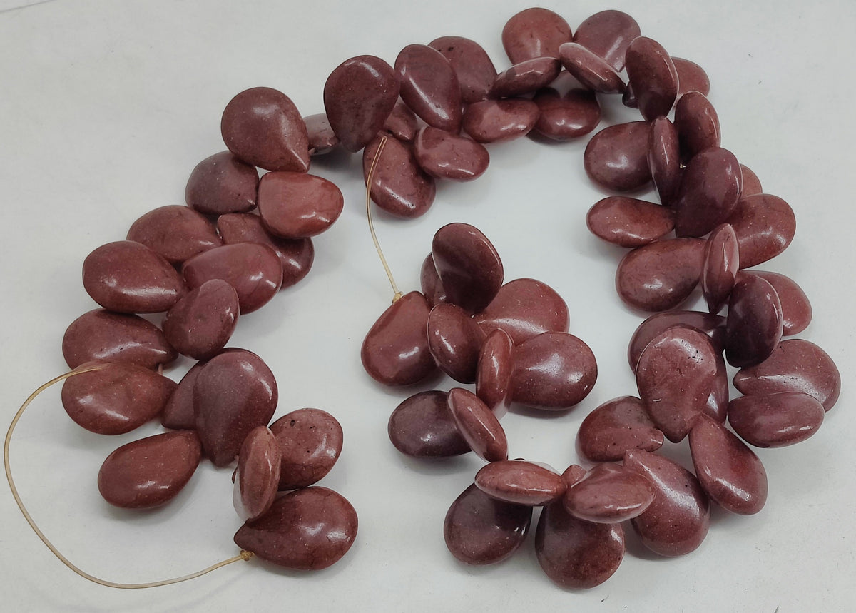 Synthetic Stone Beads 25x18x8 MM (1 String, 48 Beads) Flat Drop Hole 1 MM Brown 15 Inch For Jewellery Making